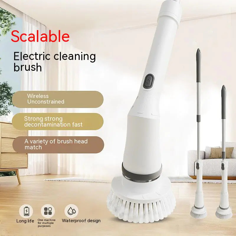 Electric Scrubber with Long Handle Telescopic Brush