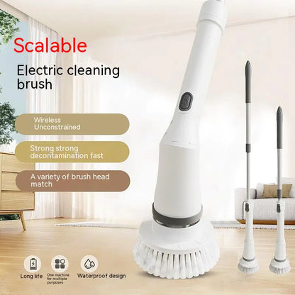 Electric Scrubber with Long Handle Telescopic Brush
