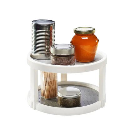Twin Turntable Desktop Organizer with Rotating Layers